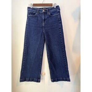 Banana Republic Premium Denim Wide Leg Crop Jeans Size 28 Dark Wash High Rise